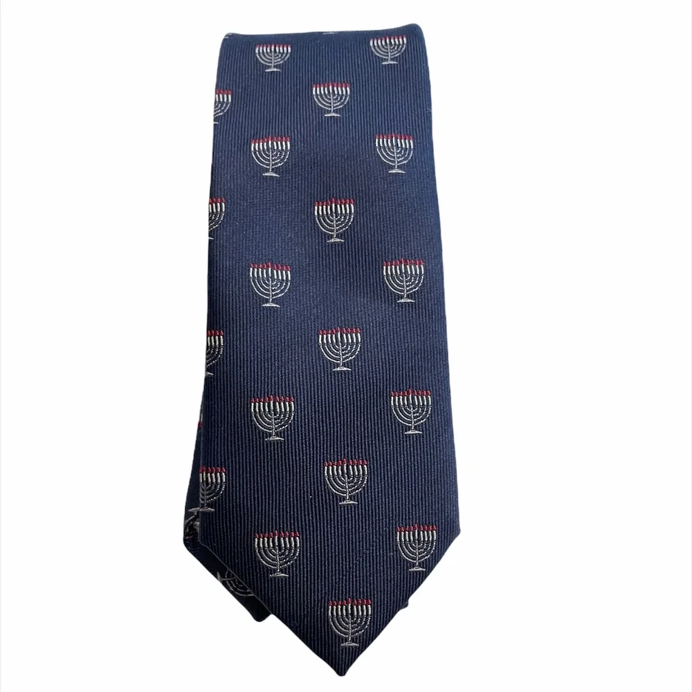 Boys Menorah Navy Blue Tie